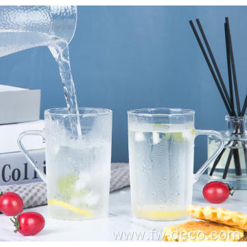 450ml clear juice drinking cup glass with handle